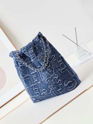 Chanel 22 AS3261 Handbag 24A Denim embroidered & Silver-Tone Metal - Default Title - View 4