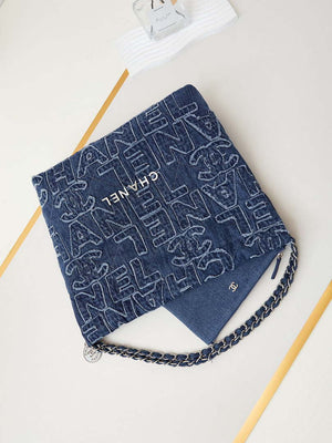 Chanel 22 AS3261 Handbag 24A Denim embroidered & Silver-Tone Metal - Default Title - View 7