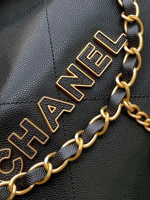 Chanel 22 AS3261 Handbag 24K Shiny Calfskin Black Gold - Default Title - View 5