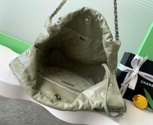 Chanel 22 AS3261 Handbag 24K Shiny Calfskin Light Green Silver - Default Title - View 5