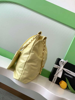 Chanel 22 AS3261 Handbag 24C Shiny Calfskin Light Yellow Gold - Default Title - View 2