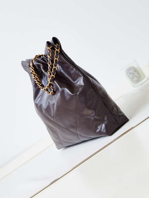 Chanel 22 AS3261 Handbag Shiny Calfskin Dark Brown - Default Title - View 4