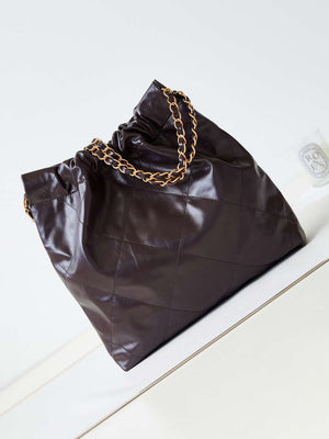 Chanel 22 AS3261 Handbag Shiny Calfskin Dark Brown - Default Title - View 5