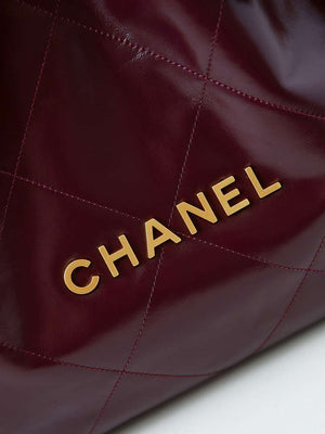Chanel 22 AS3261 Handbag Shiny Calfskin Dark Red - Default Title - View 2