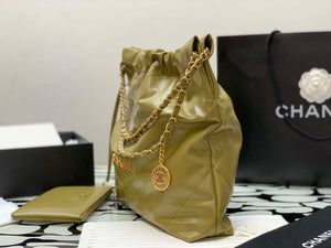Chanel 22 Handbag Shiny Calfskin Gold AS3261 Lemon Yellow - Default Title - View 5