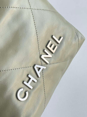 Chanel 22 AS3980 Mini Handbag 25C Shiny Calfskin & Silver-Tone Metal Light Green - Default Title - View 6