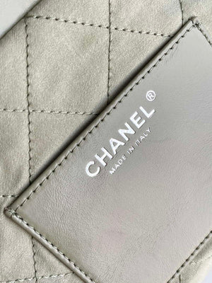 Chanel 22 AS3980 Mini Handbag 25C Shiny Calfskin & Silver-Tone Metal Light Green - Default Title - View 9