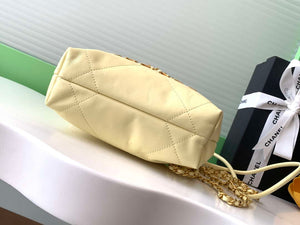 Chanel 22 AS3980 Mini Handbag 25C Shiny Calfskin & Gold -Tone Metal Light Yellow - Default Title - View 4