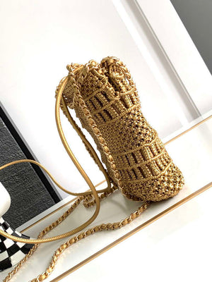 Chanel 22 AS3980 Mini Handbag Calfskin knotted lace gold-tone metal Gold - Default Title - View 2