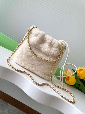 Chanel 22 AS3980 Mini Handbag wool & Gold-Tone Metal Beige - Default Title - View 3