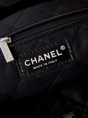 Chanel 22 Bag AS4486 Small Handbag Shiny Calfskin Black With Silver - Default Title - View 8
