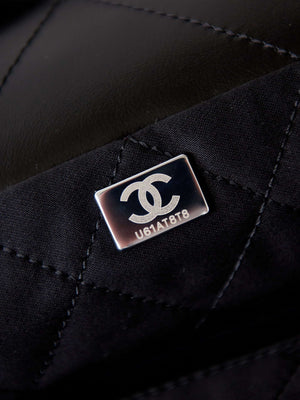 Chanel 22 Bag AS4486 Small Handbag Shiny Calfskin Black With Silver - Default Title - View 9