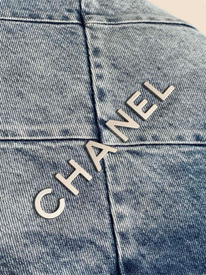 Chanel 22 Backpack AS3859 Denim Blue canvas With Sliver Logo - Default Title - View 5