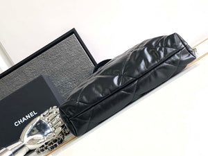 Chanel 22 Backpack AS3859 Shiny Black Calfskin With Sliver Logo - Default Title - View 4