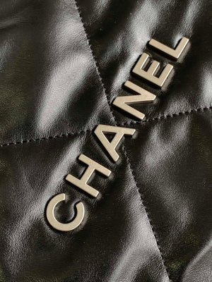 Chanel 22 Backpack AS3859 Shiny Black Calfskin With Sliver Logo - Default Title - View 5