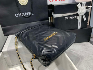 Chanel 22 Backpack AS3859 Shiny Black Calfskin With Gold - Default Title - View 3