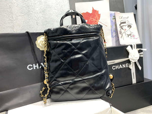 Chanel 22 Backpack AS3859 Shiny Black Calfskin With Gold - Default Title - View 4