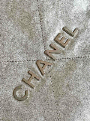 Chanel 22 Backpack AS3859 Shiny Silver Calfskin With Sliver Logo - Default Title - View 5
