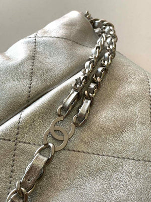 Chanel 22 Backpack AS3859 Shiny Silver Calfskin With Sliver Logo - Default Title - View 6