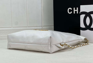 Chanel 22 Backpack AS3859 Shiny White Calfskin With Gold - Default Title - View 6