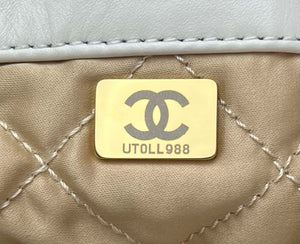 Chanel 22 Backpack AS3859 Shiny White Calfskin With Gold - Default Title - View 9