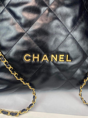 Chanel 22 Backpack Shiny Calfskin AS3313 Black Gold - Default Title - View 6