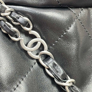 Chanel 22 Backpack Shiny Calfskin AS3313 Black With Sliver Logo - Default Title - View 6