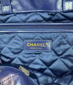Chanel 22 Backpack Shiny Calfskin AS3313 Blue Gold - Default Title - View 8