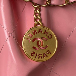 Chanel 22 Bag AS4486 Handbag Shiny Calfskin Pink With Gold - Default Title - View 4