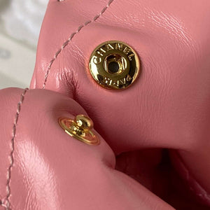 Chanel 22 Bag AS4486 Handbag Shiny Calfskin Pink With Gold - Default Title - View 7