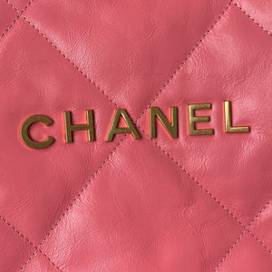 Chanel 22 Handbag AS3261 Shiny Calfskin Gold-Tone Metal Coral Pink - Default Title - View 4