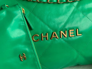 Chanel 22 Handbag AS3261 Shiny Calfskin Gold-Tone Metal Green - Default Title - View 3