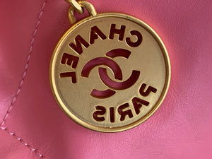 Chanel 22 Large Handbag Shiny Calfskin Gold-Tone Metal AS3262 Coral Pink - Default Title - View 4
