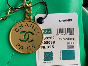 Chanel 22 Large Handbag Shiny Calfskin Gold-Tone Metal AS3262 Green - Default Title - View 4