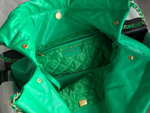 Chanel 22 Large Handbag Shiny Calfskin Gold-Tone Metal AS3262 Green - Default Title - View 7