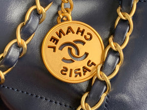 Chanel 22 Large Handbag Shiny Calfskin Gold-Tone Metal AS3262 Navy Blue - Default Title - View 4