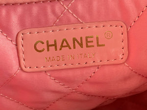 Chanel 22 Large Handbag Shiny Calfskin Gold-Tone Metal AS3262 Pink - Default Title - View 8