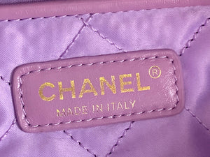 Chanel 22 Large Handbag Shiny Calfskin Gold-Tone Metal AS3262 Purple - Default Title - View 8