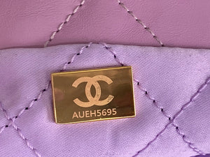 Chanel 22 Large Handbag Shiny Calfskin Gold-Tone Metal AS3262 Purple - Default Title - View 9