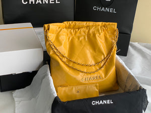 Chanel 22 Large Handbag Shiny Calfskin Gold-Tone Metal AS3262 Yellow - Default Title - View 2
