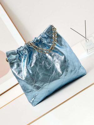 Chanel 22 HandBag Fantasy color Calfskin & Gold-Tone Metal AS3261 Blue - Default Title - View 5