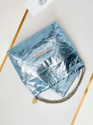 Chanel 22 HandBag Fantasy color Calfskin & Gold-Tone Metal AS3261 Blue - Default Title - View 7
