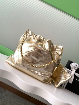 Chanel 22 Handbag Fantasy color Calfskin & Gold-Tone Metal AS3261 Gold - Default Title - View 3
