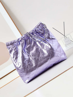 Chanel 22 HandBag Fantasy color Calfskin & Gold-Tone Metal AS3261 Purple - Default Title - View 5