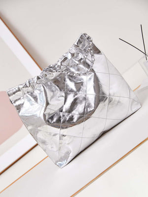 Chanel 22 Handbag Fantasy color Calfskin & Silver-Tone Metal AS3261 Silver - Default Title - View 5