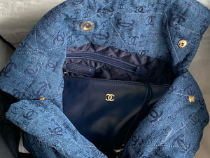 Chanel 22 Handbag Gold-Tone Metal Canvas AS3260 Blue denim - Default Title - View 7