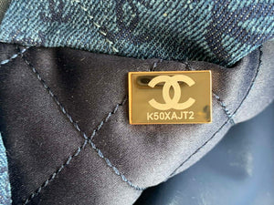 Chanel 22 Handbag Gold-Tone Metal Canvas AS3260 Blue denim - Default Title - View 9