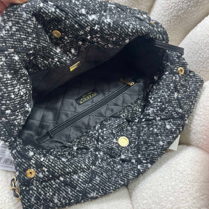 Chanel 22 Handbag Gold-Tone Metal Canvas AS3260 Gray and White - Default Title - View 7
