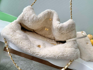Chanel 22 Handbag Sheep wool & Gold-Tone Metal AS3261 Beige - Default Title - View 8