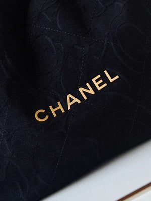 Chanel 22 Handbag Shiny AS3261 Black Velvet Gold - Default Title - View 3